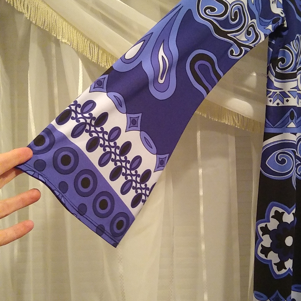 INC blue, black and purple paisley stretch dress, nwt, M - Picture 5 of 9